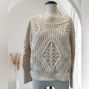Express Cream Cable Knot Crew Neck Sweater - New with tags - Size Small